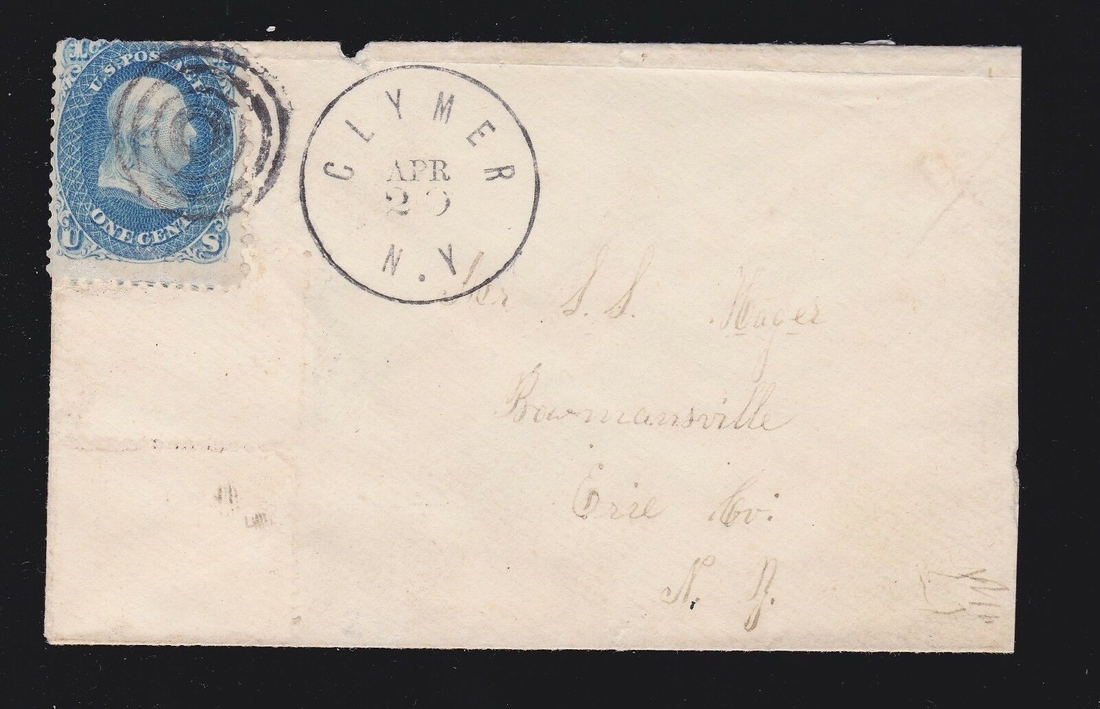 US 63 on Cover From Clymer, NY To Bowmansville, Erie Co, NY SCV 57.50