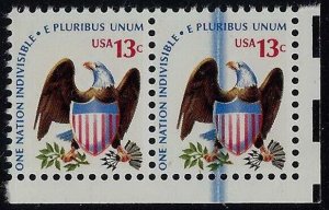 1596 - Inking Error / EFO Blue Streak Pair Eagle and Shield Mint NH (stk2)