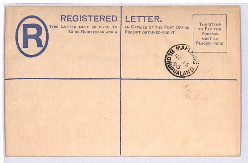 BRITISH BECHUANALAND Overprint GB QV Registered 4d Cover MAFEKING 1895 CDS YO89