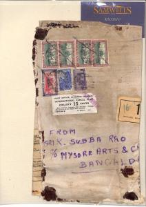 MS3810 1953 INDIA High Rate Large Package USA *PARCEL POST DUE 15c LABEL*