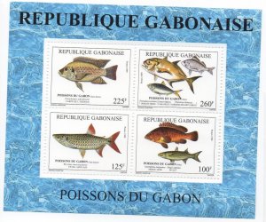 Gabon 1999 Mi. Bl. 101 Poissons Fische Fish Fishes Sealife Scarce Faune Fauna **