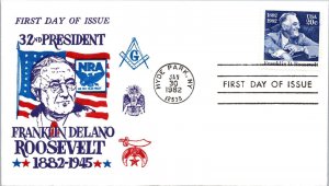 FDC 1982 SC #1950 Masonic Cachet - Hyde Park, Ny - Single - F71390