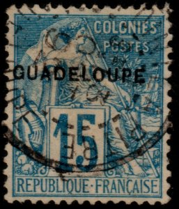 ✔️ FRANCE COLONIES GUADELOUPE 1891 - ALLEGORY OVERPRINT  - SC. 19 (o)