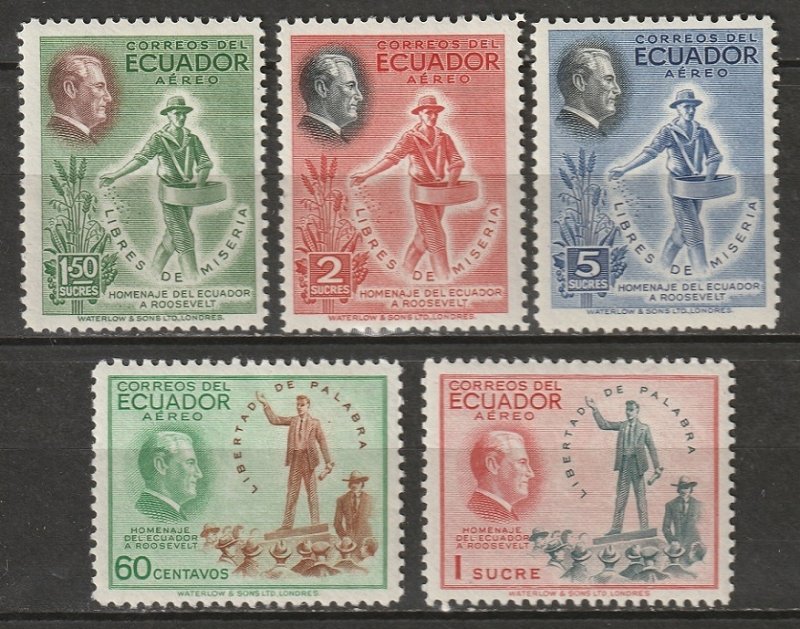 Ecuador 1948 Sc C193-7 air post set MH*