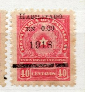 Paraguay 1918 Early Issue Fine Mint Hinged 30c. Surcharged Optd NW-175649