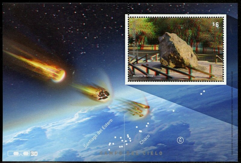 ARGENTINA METEORITES  3-D SOUVENIR SHEET WITH GLASSES   SCOTT#2445  MINT NH