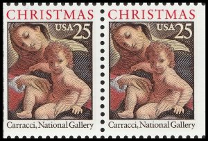 US 2427 Christmas Madonna & Child 25c horz pair MNH 1989