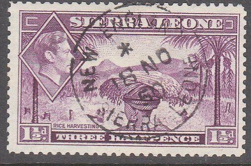 SIERRA LEONE 1950 GVI 1½d  - NEW ENGLAND cds................................7122