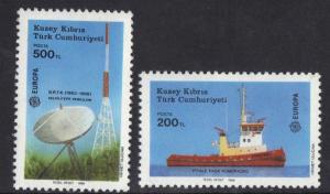 Cyprus Turkish   #222-223  MNH  1988  Europa tugboat  . satellite dish