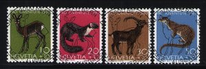 Switzerland B370-B373 used stamps superb cancels wild animals Pro Juventute 1967