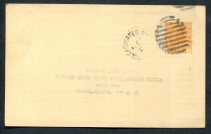 B.C. Split Ring Town Cancel Postal Stationery Postcard CLEARWATER STN