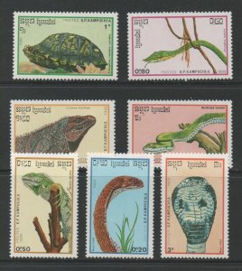 Thematic Stamps Animals - KAMPUCHEA 1988 REPTILES 7v 936/42 mint