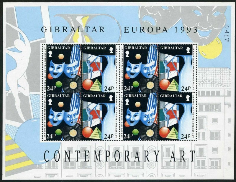 Gibraltar 626-629 sheets,MNH.Michel 654-657. EUROPE CEPT-1993.Contemporary Art.