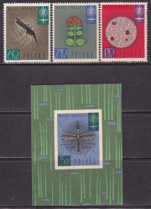 Poland 1962 Sc 1087-90 WHO Malaria Eradication Mosquito Stamp SS MNH