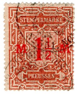 (I.B) Germany Revenue : Stempelmarke 1.50M (Prussia)