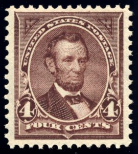 US 269 4c 1895 Abraham Lincoln watermarked dark brown F-VF NH