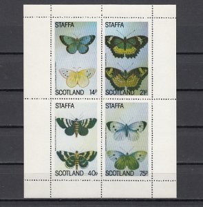 Staffa Scotland Local. 1979 issue. Butterflies sheet of 4. ^