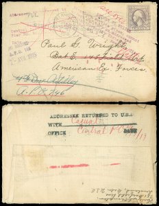 1918 WWI to AEF, RTS, NO RECORD, TRANSFERRED + Many Auxiliaries! - Paris APO 746