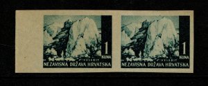 Croatia SC# 33 Imperf Pair / Cream Paper / No Gum - S9626