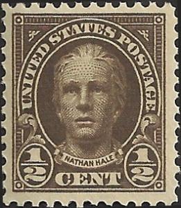 # 551 Mint Never Hinged Olive Brown Nathan Hale