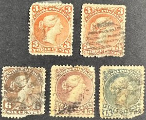 Canada #25, 27, 29 or 30 Used LOT w/Faults, Tears, etc. 1868-76 [R1193]