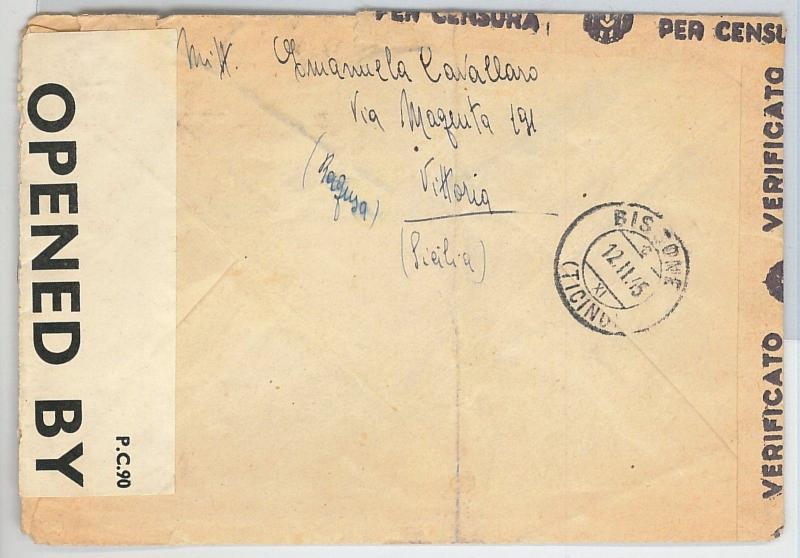 ITALY - POSTAL HISTORY: AMERICAN OCCUPATION of SICILY: Cover to SWITZERLAND 1945