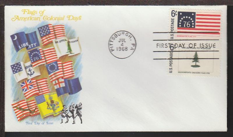 US 1348-1349 Historic Flags 1968 Fleetwood U/A FDC 