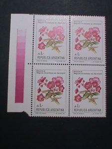 ARGENTINA STAMP-1982 SC#1353 TECOMA STANS FLOWER MNH BLOCK OF 4-EST.-$4 VF