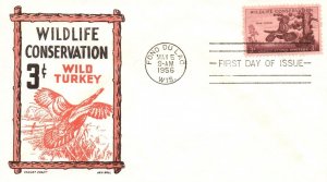 1956 FDC - Wildlife Conservation 3c Wild Turkey - Better Cachet - F25610