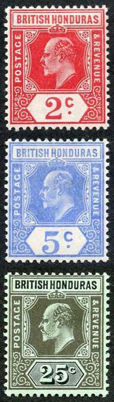 British Honduras SG96/100 1908-11 KEVII Part Set Wmk Crown CA Perf 14 M/M