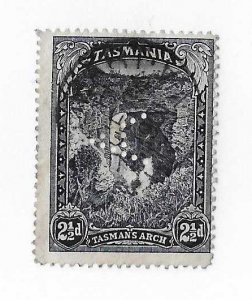 Tasmania Sc #89  2 1/2p deep blue  perforated sideways 'A'  used FVF