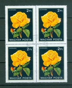 Hungary. 1982. 4-Block, Cancel. Roses, Yellow. Sc# 2737.