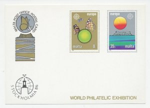 Postal card Malta 1986 Stamp Exhibition - Europa - Butterfly 