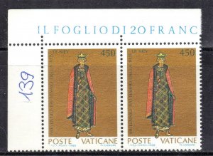 VATICAN CITY SC# 813  MNH 450L 1988  CONN. PAIR  SEE SCAN