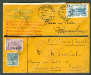 SWITZERLAND/BRAZIL, 1931, 3rd So. American Zeppelin Flight ROUNDTRIP w/combo