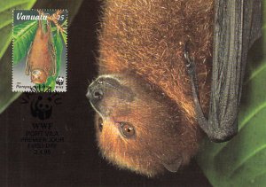 Vanuatu 1996 Maxicard Sc #674 25v Vanuatu flying fox WWF