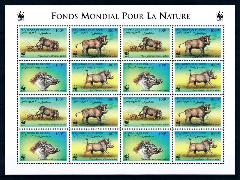 [94540] Djibouti 2000 Wild Life Warthog WWF Sheet MNH