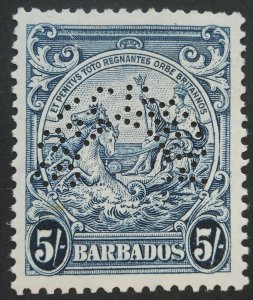 Barbados 1941 GVI Five Shillings SPECIMEN SG 256as mint