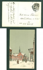 Denmark. Christmas Card 1911. 3  Ore. Copenhagen. 24.Dec. Copenhagen