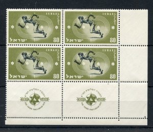 ISRAEL SCOTT #37 MACCABIAH RUNNER LOWER RIGHT TAB BLOCK MINT NEVER HINGED