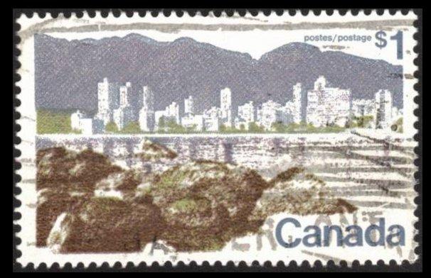 CANADA 1977 $1. SC #599a Perf 13.3 USED VANCOUVER