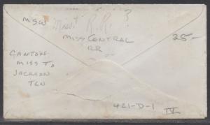 **US RPO Cover, Scott #147, Part Mississippi Central RR Cancel to New York