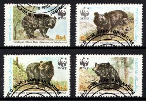 1989 Pakistan Sc #719 / WWF Himalayan Black Bears - Used postage stamp set Cv$5