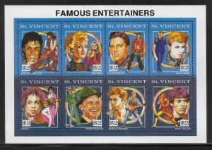 St. Vincent 1564 Entertainers Elvis, Madonna, Prince, Jackson MNH c.v. $17.50