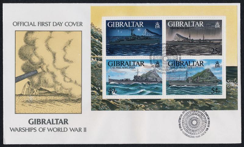 Gibraltar 714 on FDC - WWII Warships