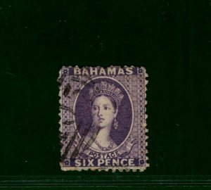 BAHAMAS QV Chalon Stamp SG.31 6d Deep Violet 1863 Used G-FU Cat £60- YBLUE47