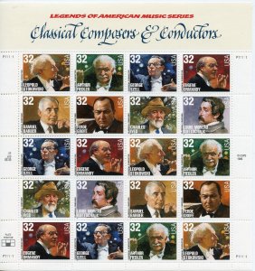 UNITED STATES SCOTT #3158/65 CLASSICAL COMPOSERS & CONDUCTORS CPL SHEET MINT NH