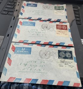 Israel Scott #7-9 Doar Ivri Tabs On Covers w/ Commemorative Cancels!!