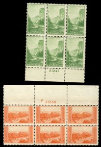 US #740 - 741  PLATE BLOCKS, VF mint never hinged, Fresh Plates,  Nice!