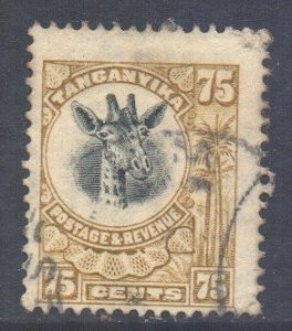 Tanganyika Scott 22 - SG82, 1922 Giraffe 75c used